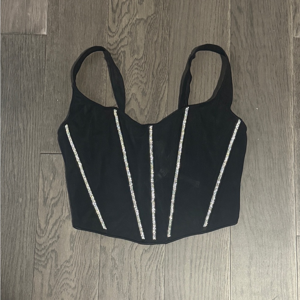 NWT Victoria's Secret Very Sexy Sheer Shine Black Corset Size M-DD